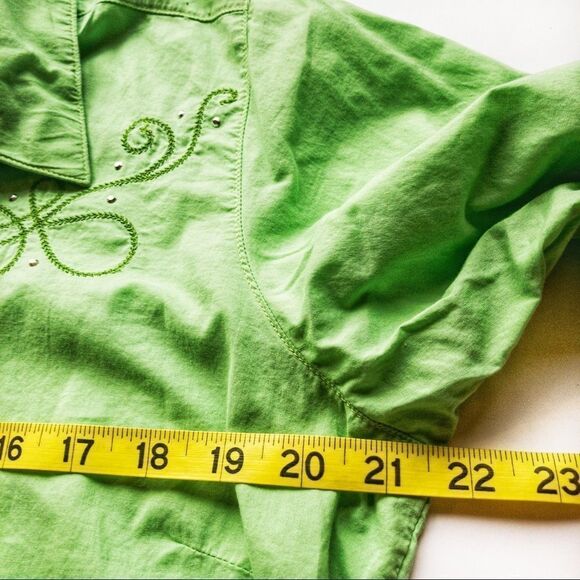 Green Ombré Western Snap Front Shirt Sz L - Picture 11 of 13